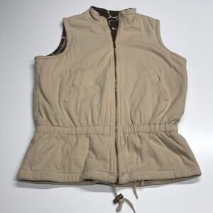 CHAUS Women’s Small Quilted Tan Vest - Leopard